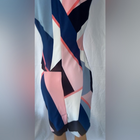 Vince Camuto  Printed Sheath Dress in Pink, Blue, and White - Picture 10 of 13